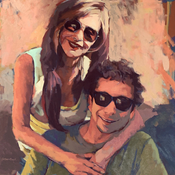 Susan Cook "Josie and Aaron" oil on canvas, 30x30