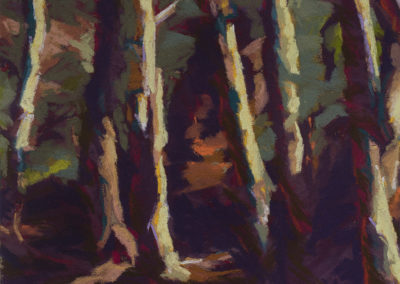 Susan Cook "Red Forest Study" pastel on paper, 10x10
