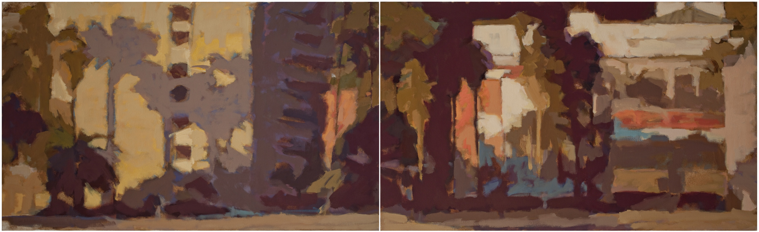 Susan Cook "Ventura at Sunset" oil on canvas, diptych, 22x60