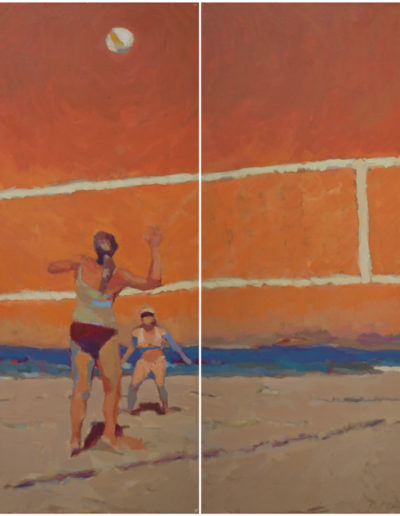 Susan Cook "Set" oil on canvas, diptych, 48x60
