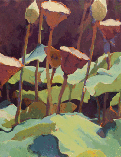 Susan Cook "Lotus 1" oil on canvas, 30x30
