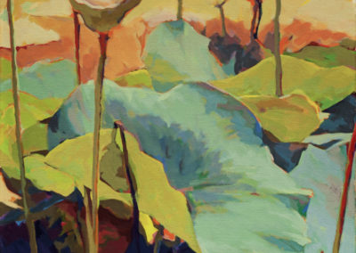 Susan Cook "Lotus 3" oil on canvas, 30x30