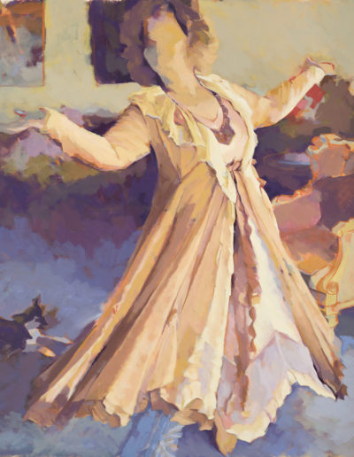Susan Cook "Dancing like no one is Watching" oil on canvas, 54x54