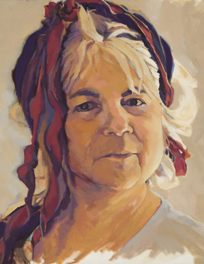 Susan Cook "Ribbons for an Empress" oil on canvas, 30x30